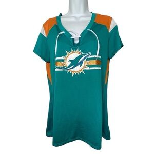 NFL Women's Miami Dolphins Teal and Orange Top